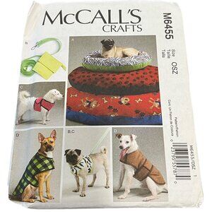 McCalls Crafts M6455 OSZ Dog Bed & Coat Pattern